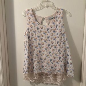 Elena Baldi Floral Cottagecore  Fairy Silk lace bottom Women's tank blouse
